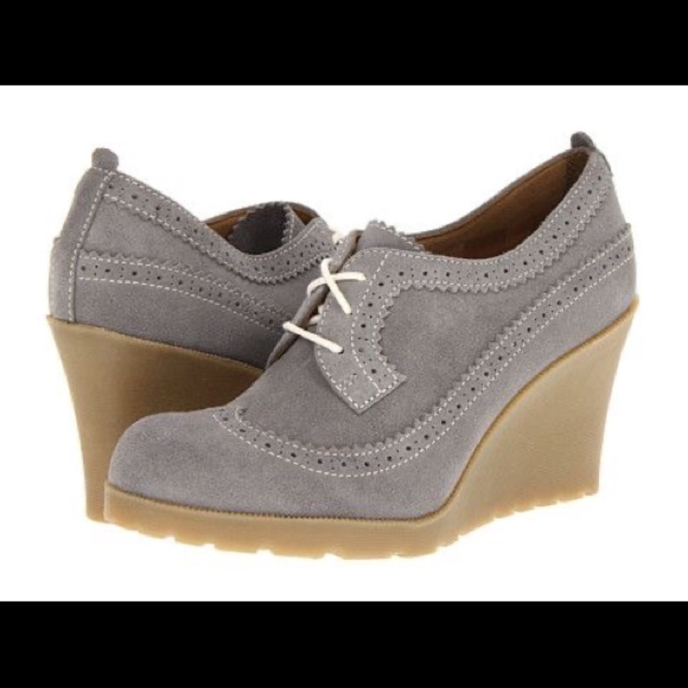 Dr Martens Sita 3 tie brogue grey mare wedges